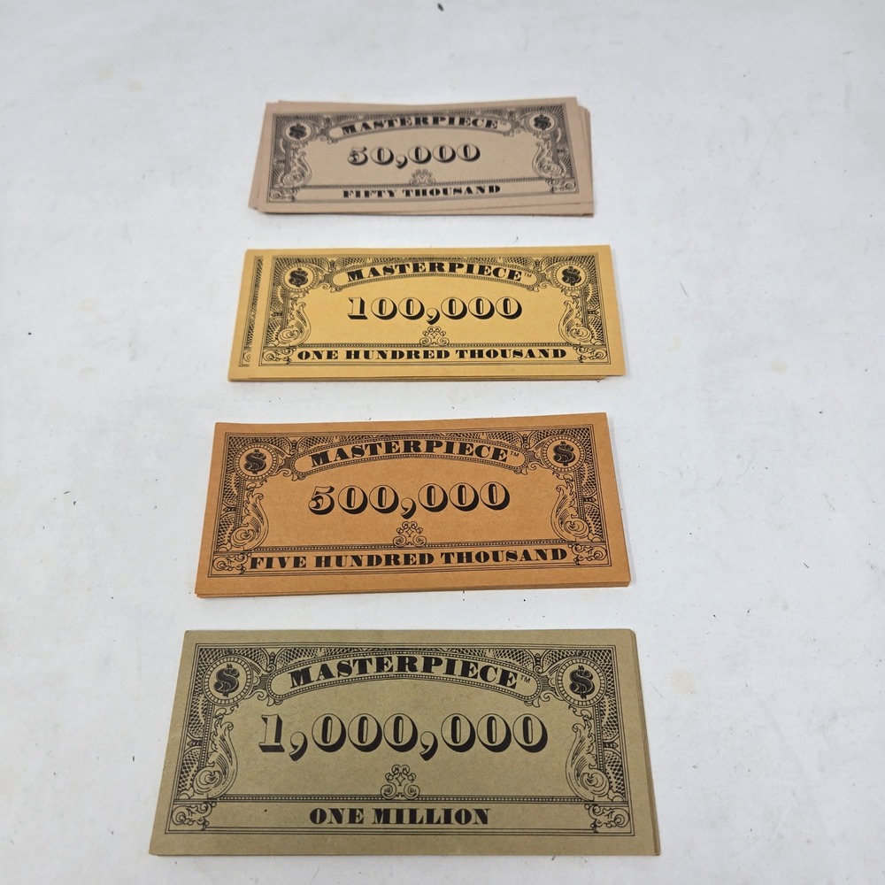 Vintage Masterpiece Board Game Replacement Money 46 Bills 50k 100k 500k 1M